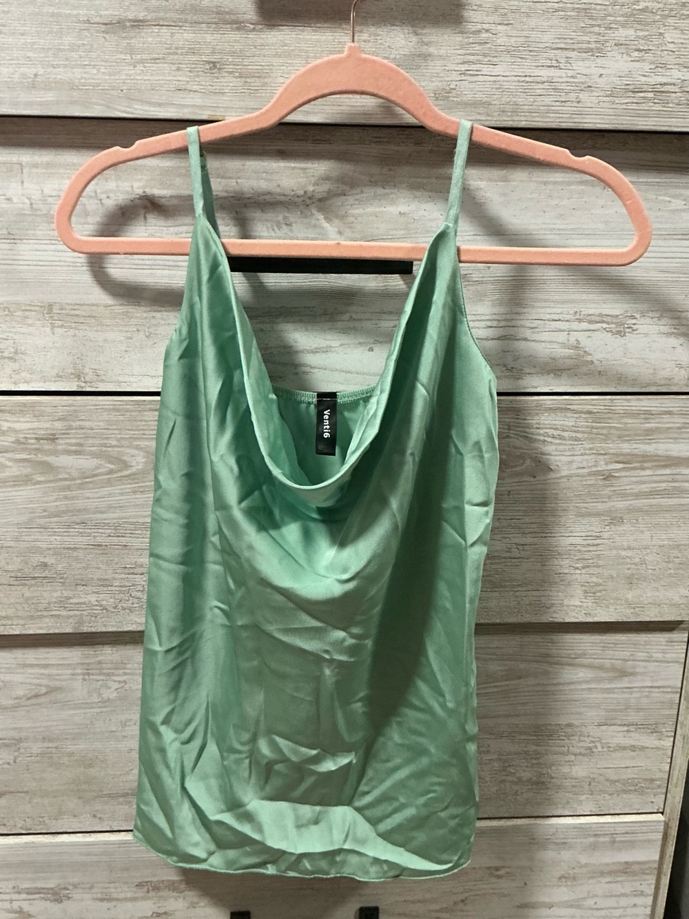 Cowl Neck Satin Camisole - Mint Green